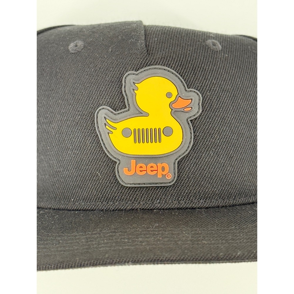 Jeep Duck Rubber Patch Flat Brim Snapback Hat Black Open Road Brands
